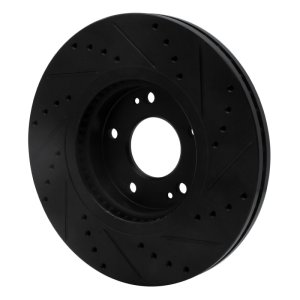 Hyundai Santa Fe Brake Rotor (1) - Front Left - R1 Concepts - Drilled & Slotted - Black - `10-`13